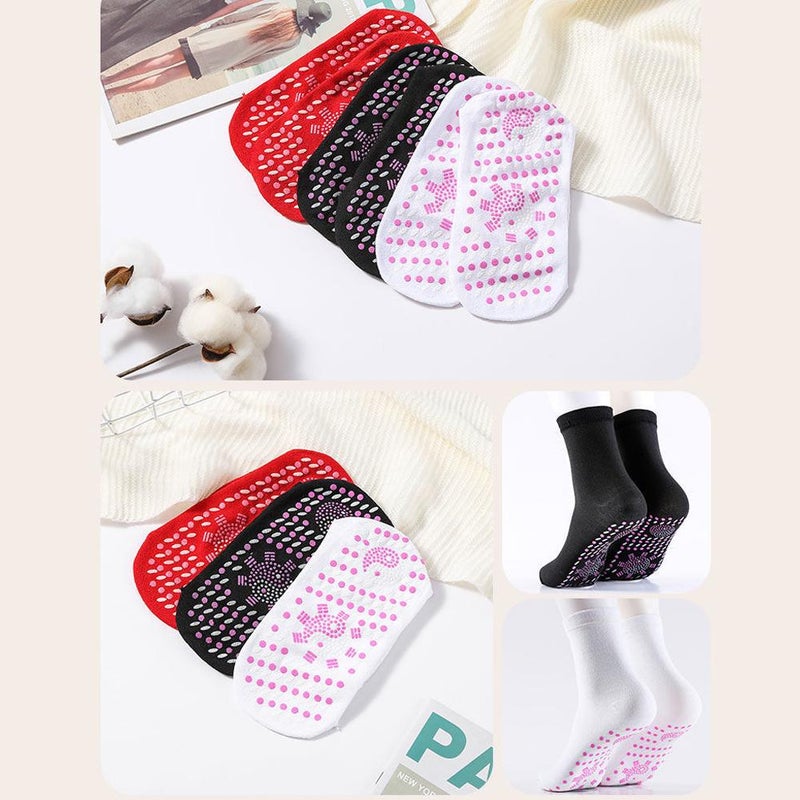 Self-heating Acupressure Socks with Nano-heating Dots Therapeutic Compression Socks for Foot Massage Circulation Breathable (Black3) - Image 4